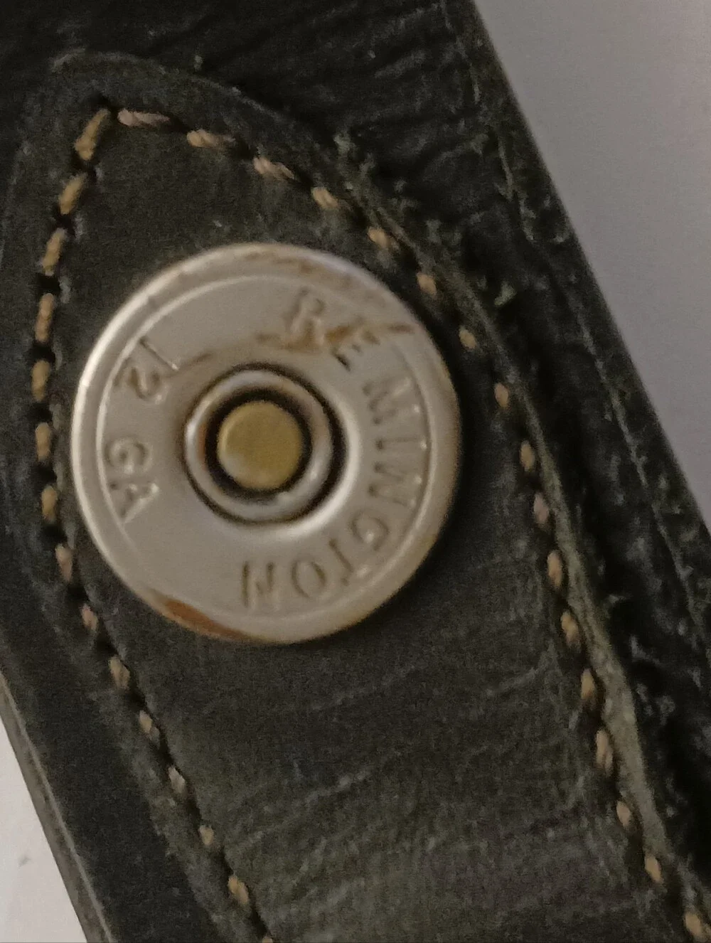 Remington 12 GA Silver Tone Shotgun Shell Black Leather Belt 3X 50-52
